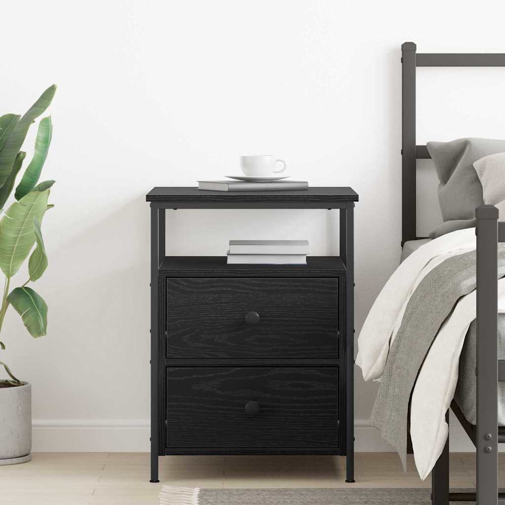 Bedside Cabinet with Drawer Black oak 44 x 45 x 60 cm