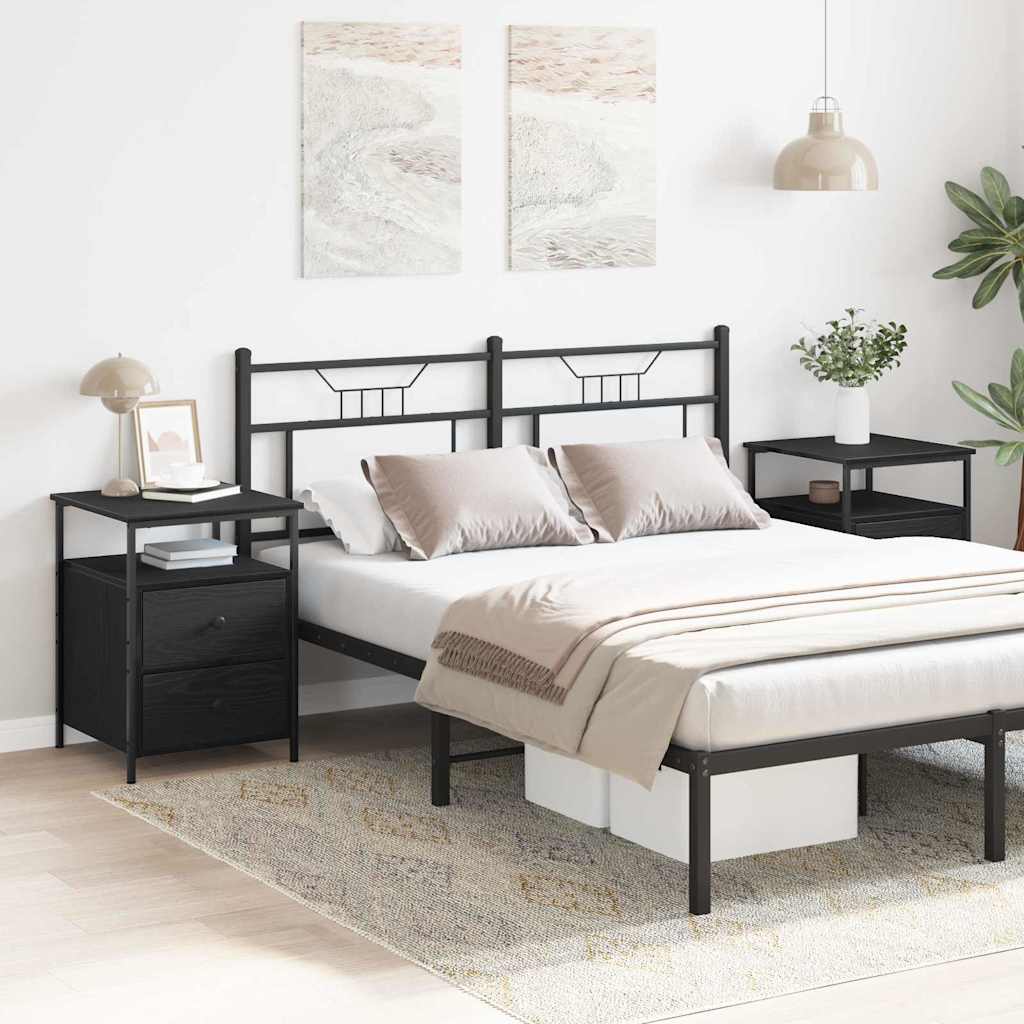 Bedside Cabinet with Drawer 2 pcs Black oak 44 x 45 x 60 cm