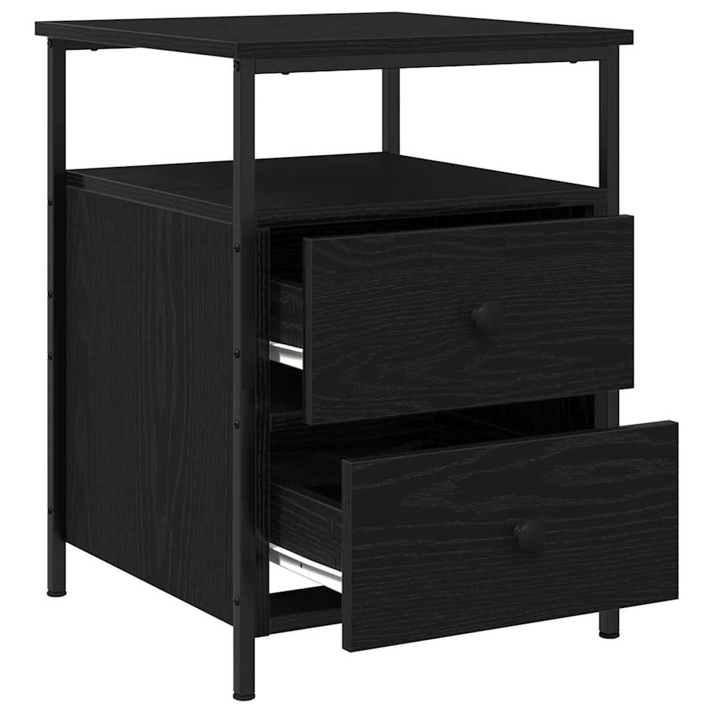 Bedside Cabinet with Drawer 2 pcs Black oak 44 x 45 x 60 cm