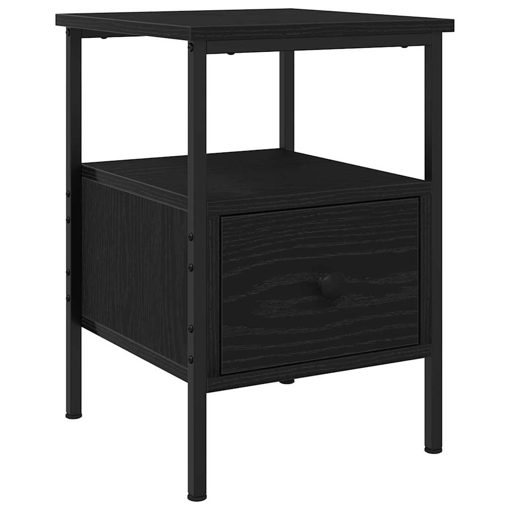 Bedside Cabinet with Drawer Black oak 34 x 36 x 50 cm