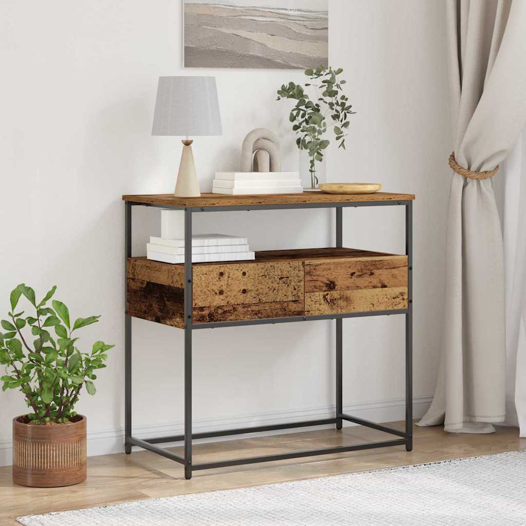 Console Table with Drawer Old Wood 75 x 40 x 75 cm