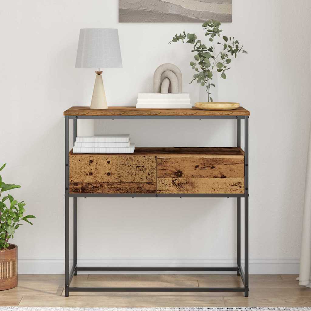 Console Table with Drawer Old Wood 75 x 40 x 75 cm