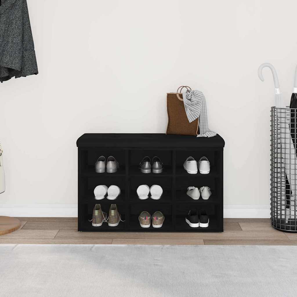 Shoe Bench with Storage Black 80 x 30 x 48 cm Engineered wood