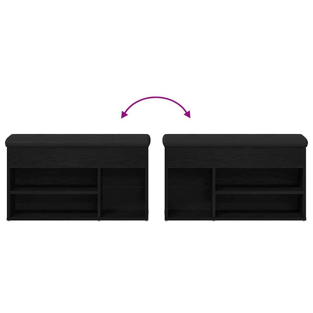 Shoe Bench with Storage Black 80 x 30 x 45 cm Engineered wood