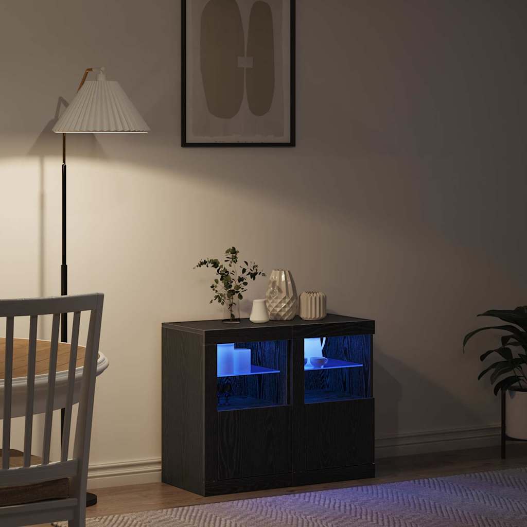 Side Cabinet 2 pcs Black oak 41 x 37 x 67 cm Engineered Wood