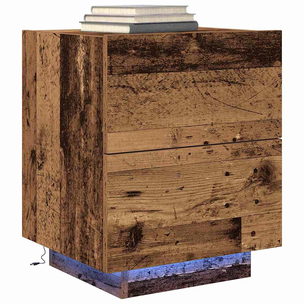 Bedside Cabinet with Drawer 2 pcs Old wood