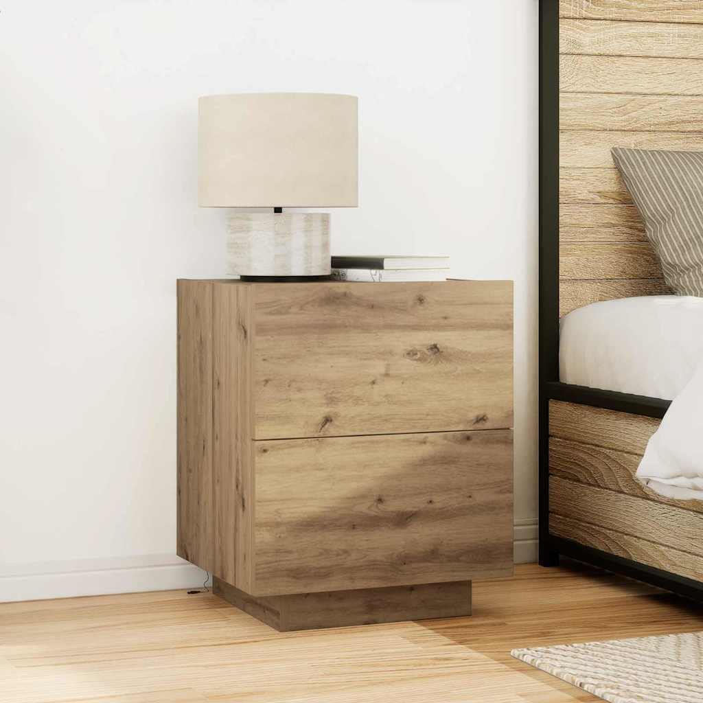 Bedside Cabinet with Drawer 2 pcs Artisan oak