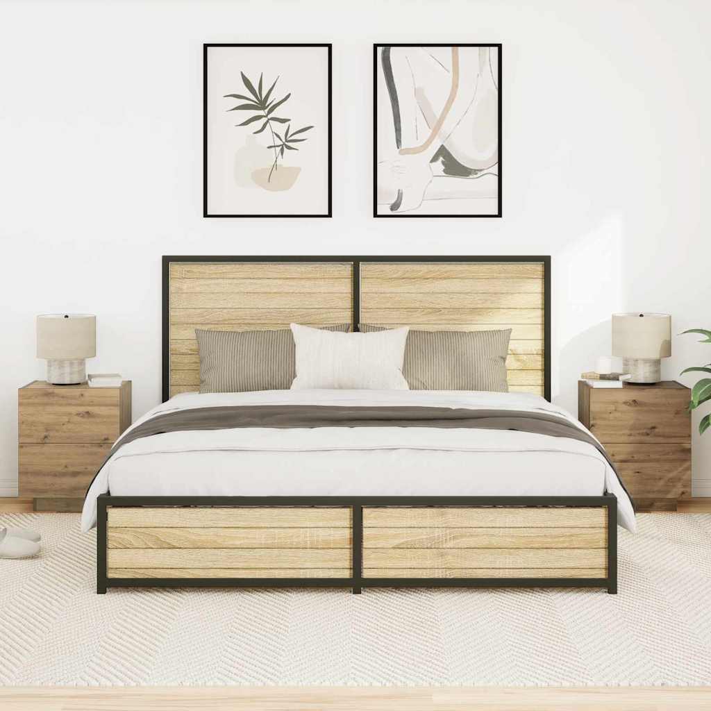 Bedside Cabinet with Drawer 2 pcs Artisan oak