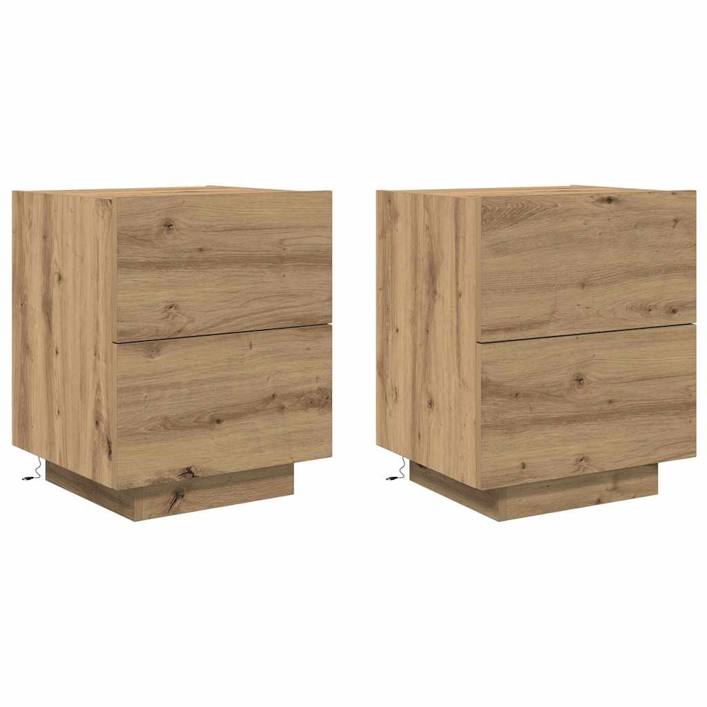 Bedside Cabinet with Drawer 2 pcs Artisan oak