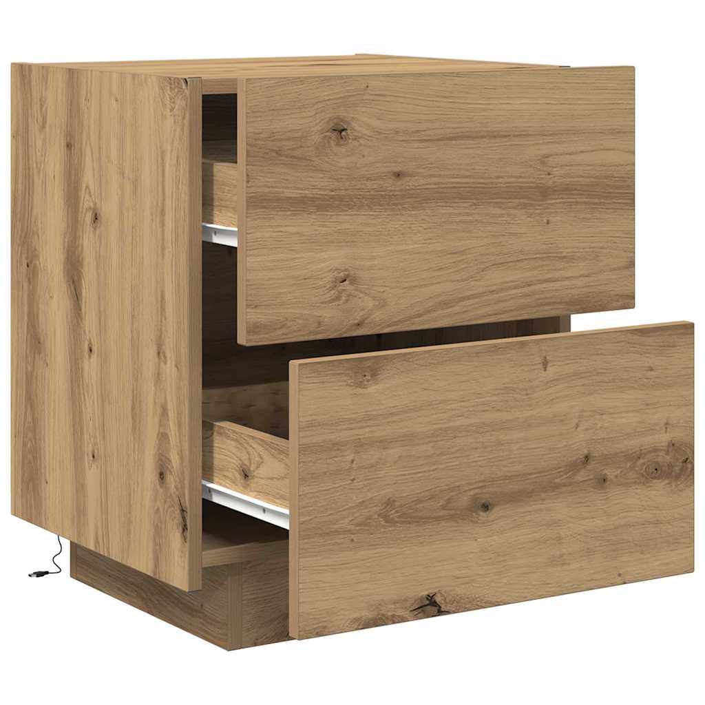 Bedside Cabinet with Drawer 2 pcs Artisan oak