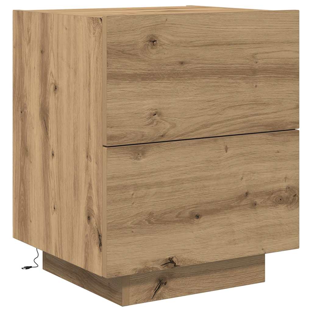 Bedside Cabinet with Drawer 2 pcs Artisan oak