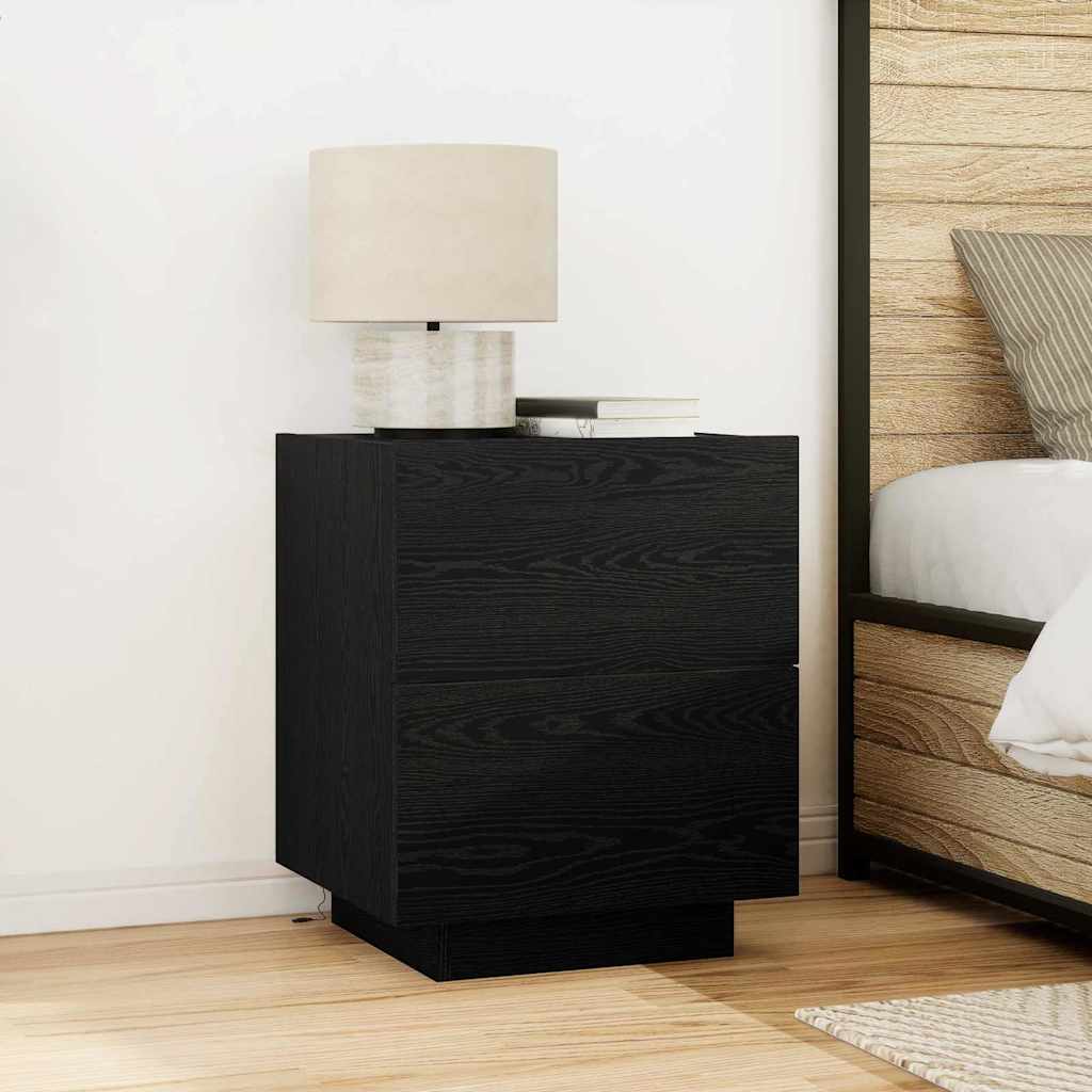 Bedside Cabinet with Drawer Black oak