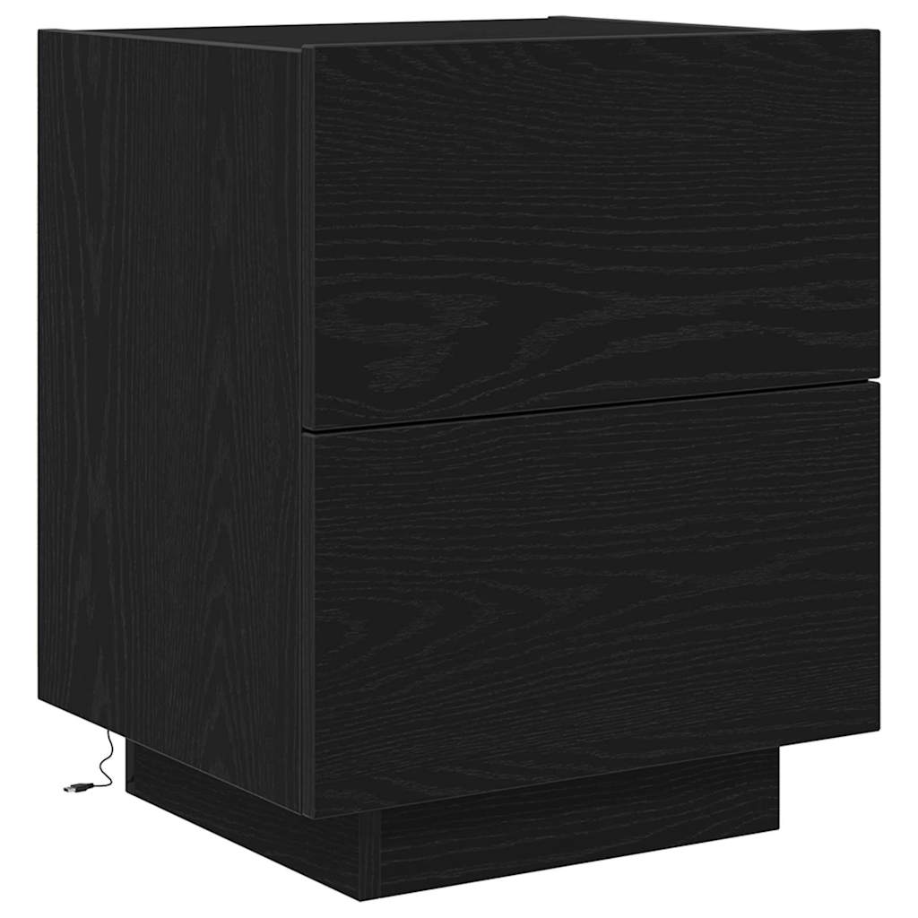 Bedside Cabinet with Drawer 2 pcs Black oak