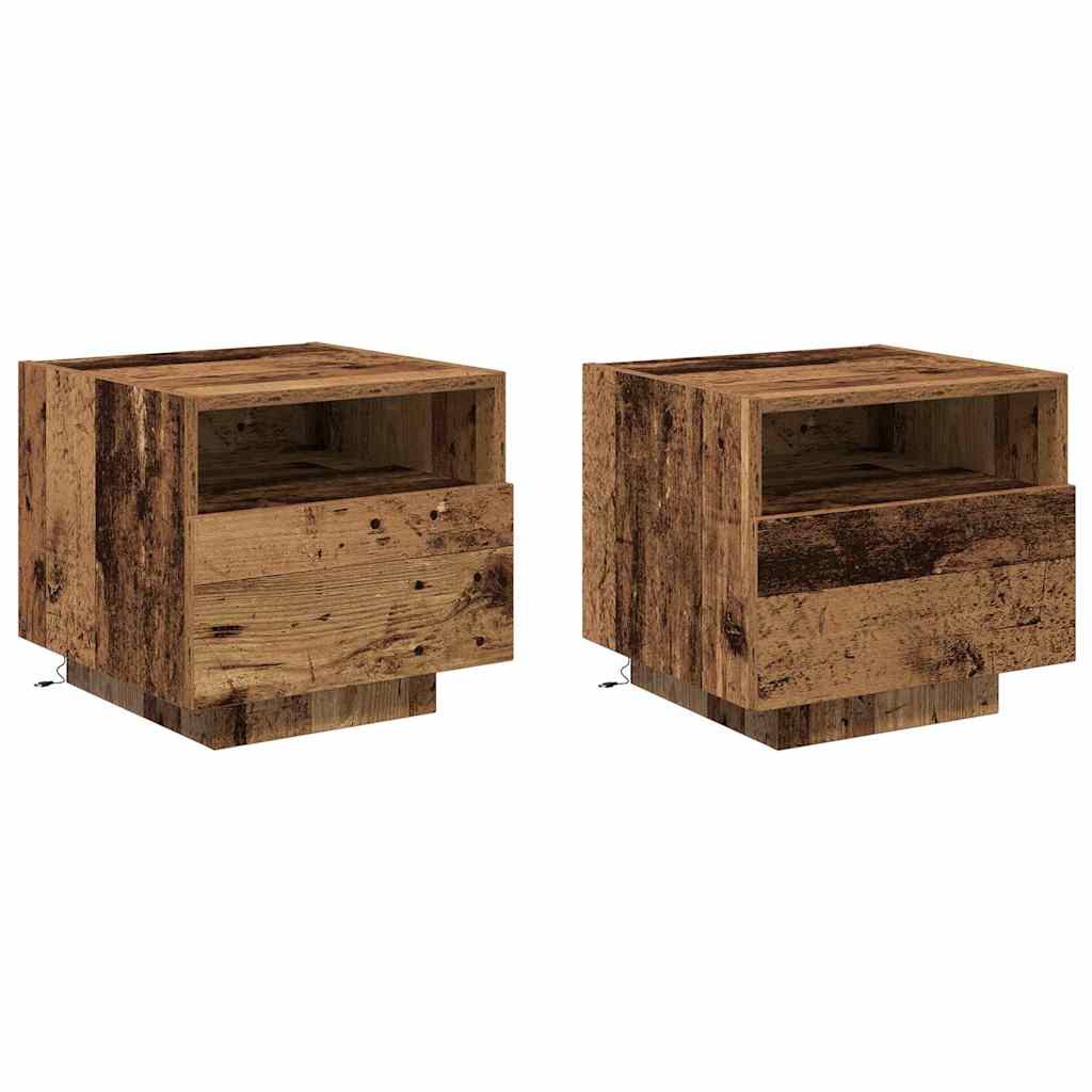 Bedside Cabinet 2 pcs Old wood 40 x 39 x 37 cm Engineered wood
