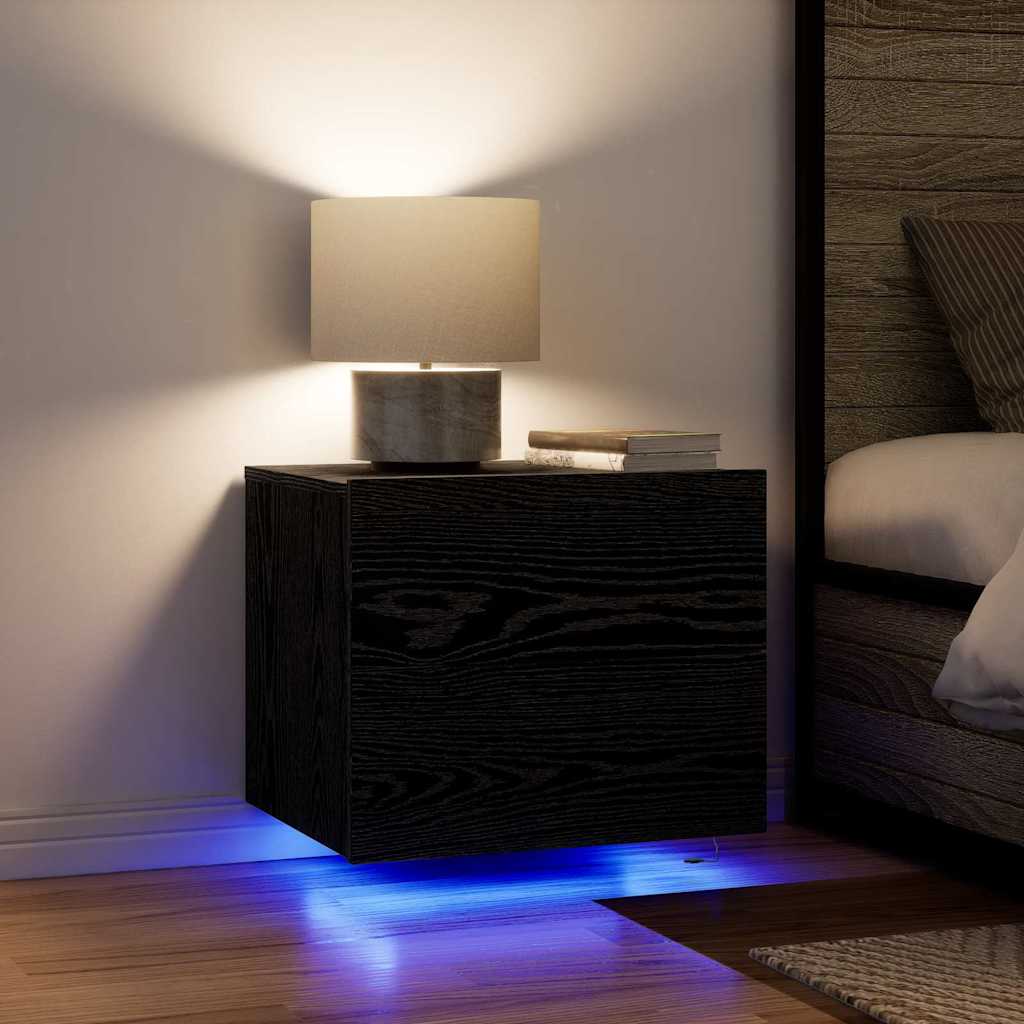 Wall-mounted Bedside Cabinet Black oak 50 x 39 x 41 cm