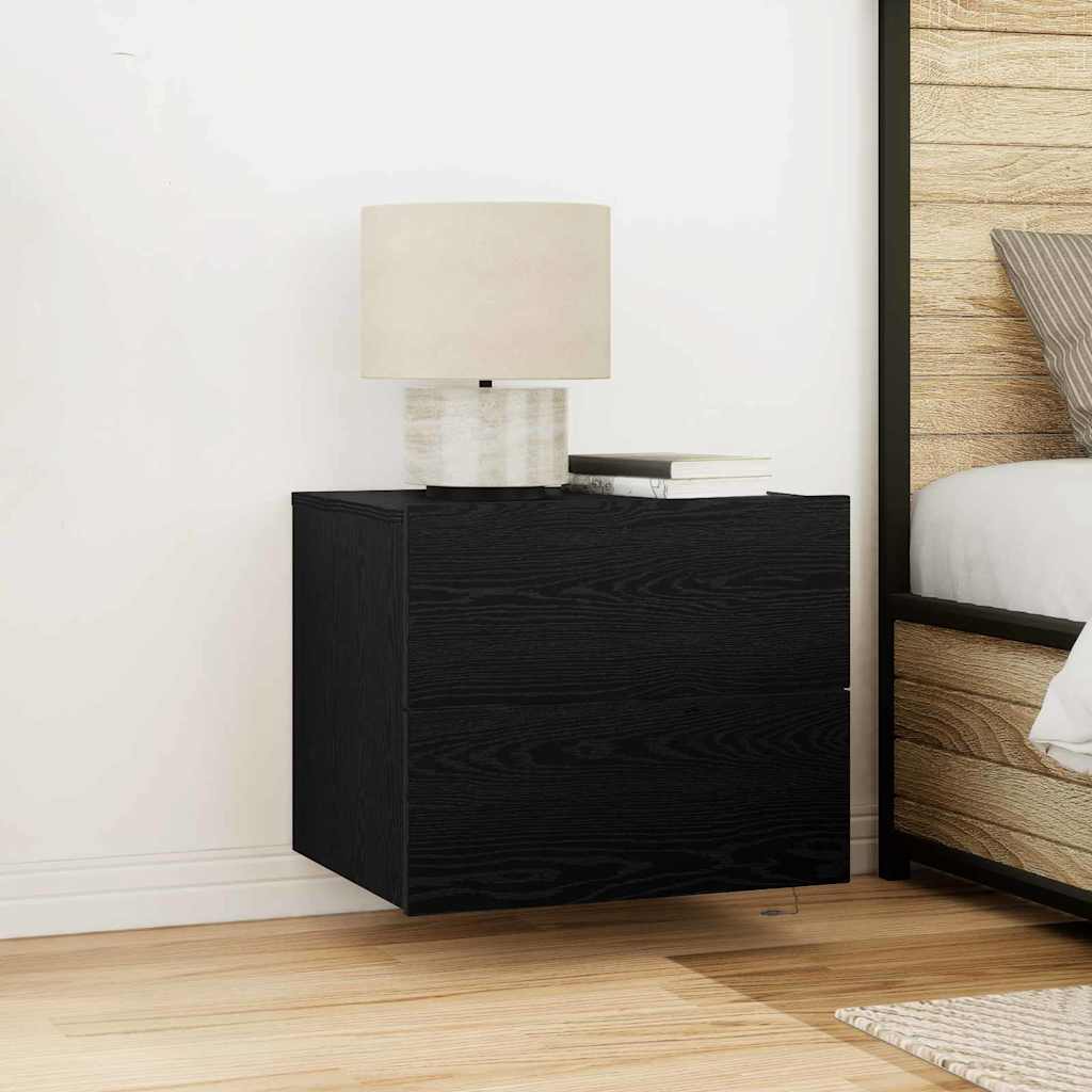 Wall-mounted Bedside Cabinet Black oak 50 x 39 x 41 cm