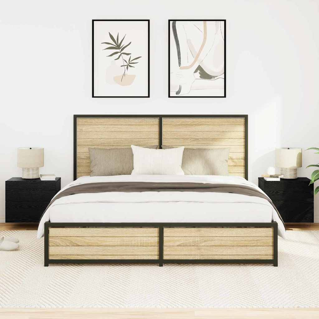 Wall-mounted Bedside Cabinet 2 pcs Black oak 50 x 39 x 41 cm