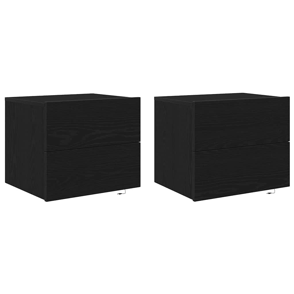 Wall-mounted Bedside Cabinet 2 pcs Black oak 50 x 39 x 41 cm