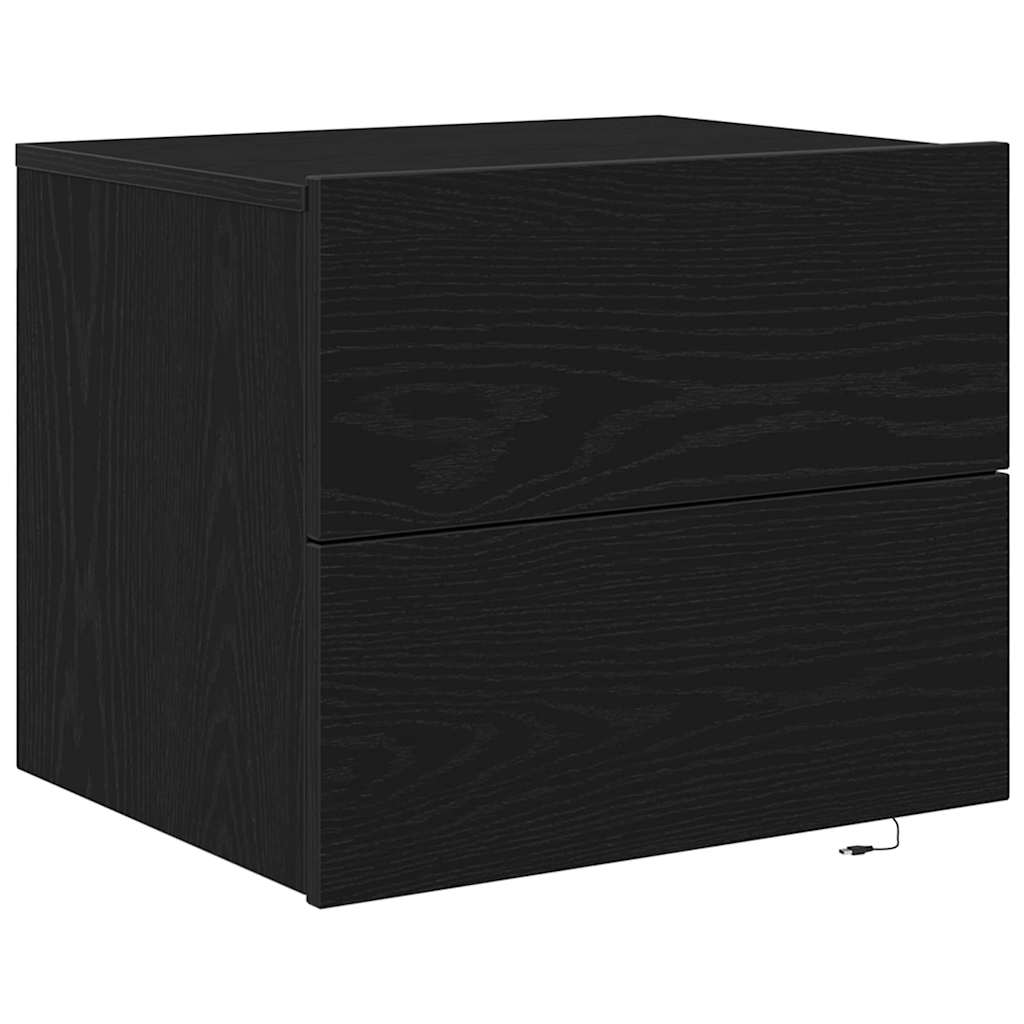 Wall-mounted Bedside Cabinet 2 pcs Black oak 50 x 39 x 41 cm