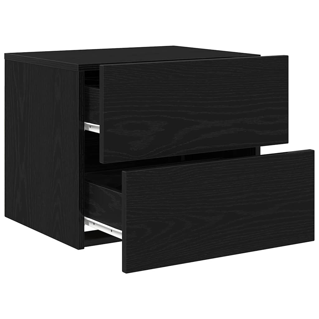 Wall-mounted Bedside Cabinet 2 pcs Black oak 50 x 39 x 41 cm