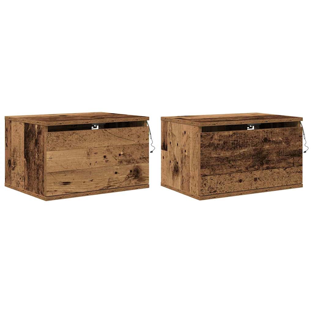Wall-mounted Bedside Cabinet 2 pcs Old Wood 50 x 36 x 30 cm