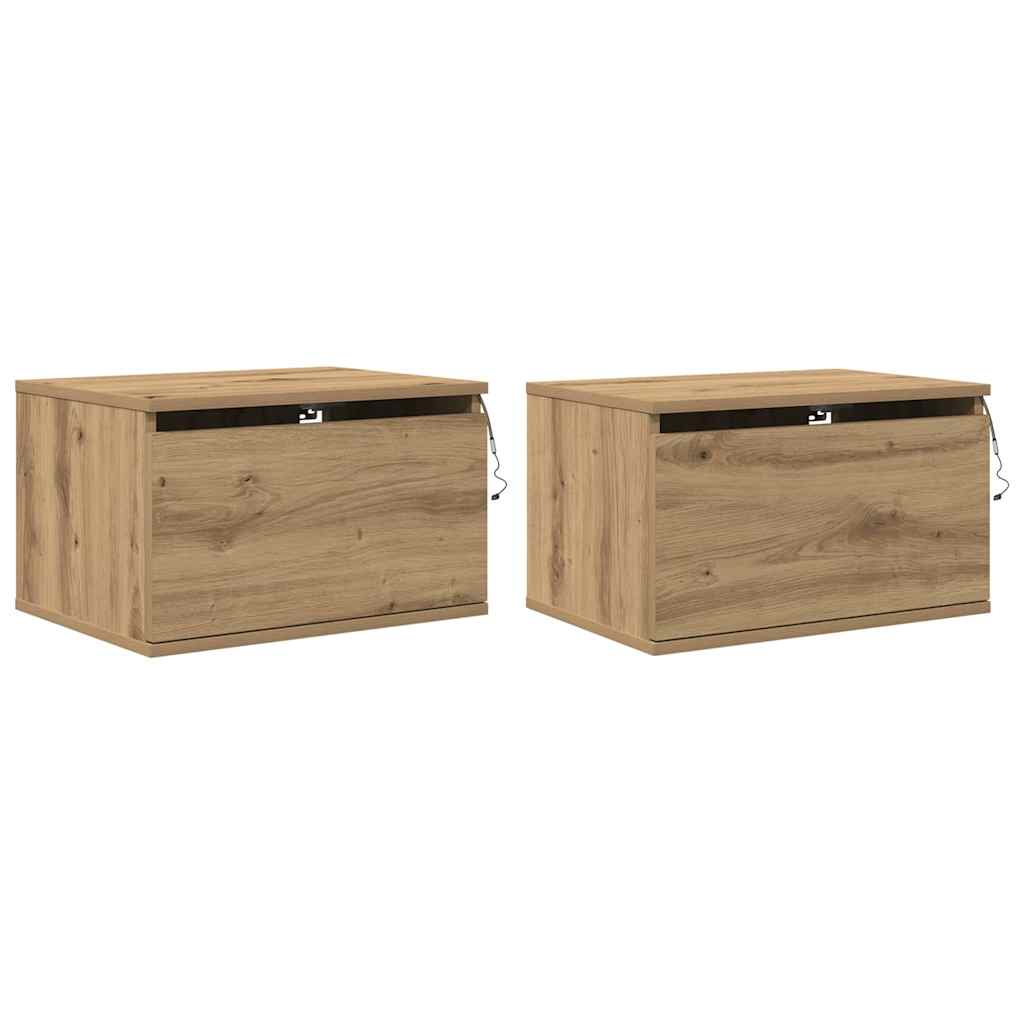 Wall-mounted Bedside Cabinet 2 pcs Artisan Oak 50 x 36 x 30 cm