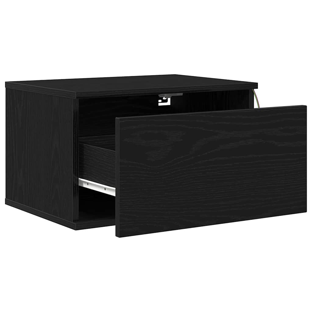 Wall-mounted Bedside Cabinet with Black Oak 50 x 36 x 30 cm
