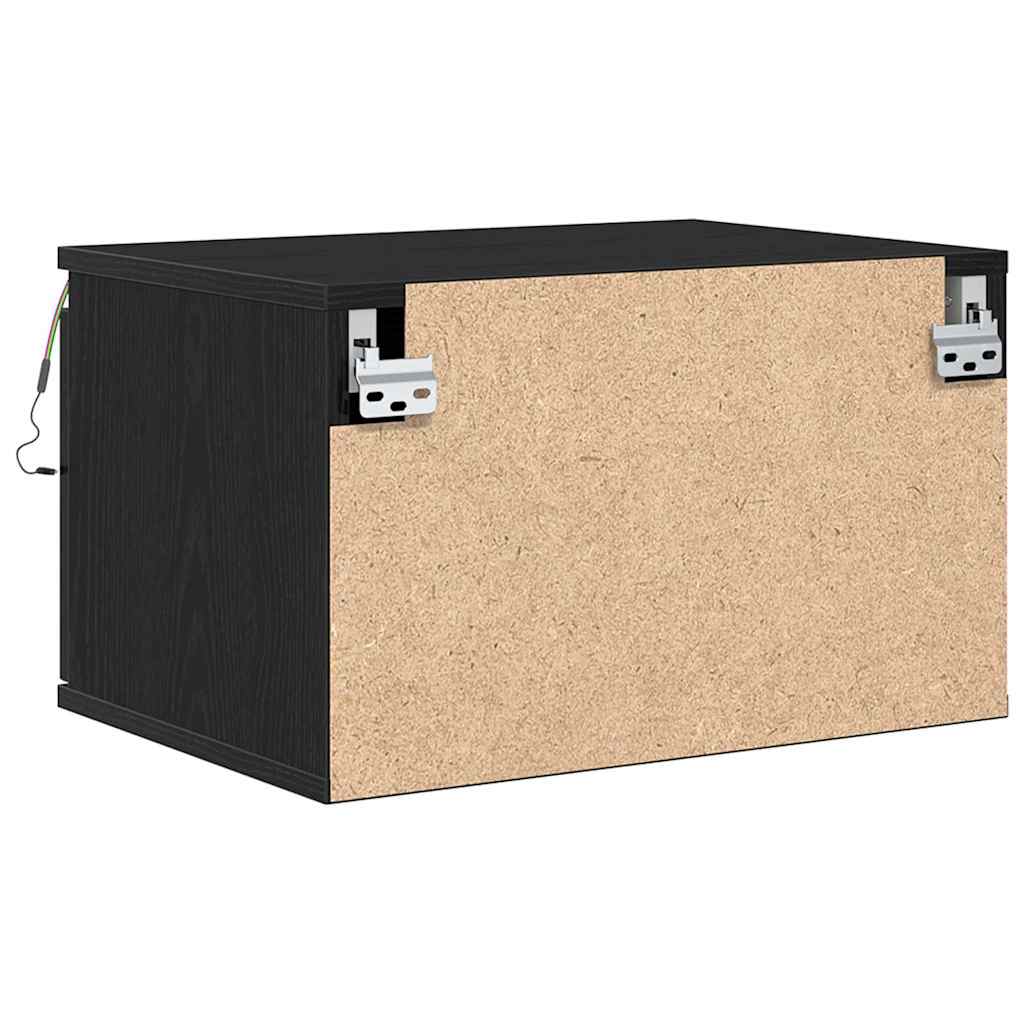 Wall-mounted Bedside Cabinet with Black Oak 50 x 36 x 30 cm