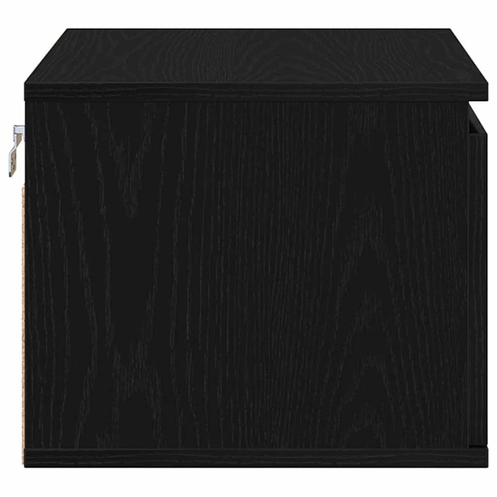 Wall-mounted Bedside Cabinet with Black Oak 50 x 36 x 30 cm