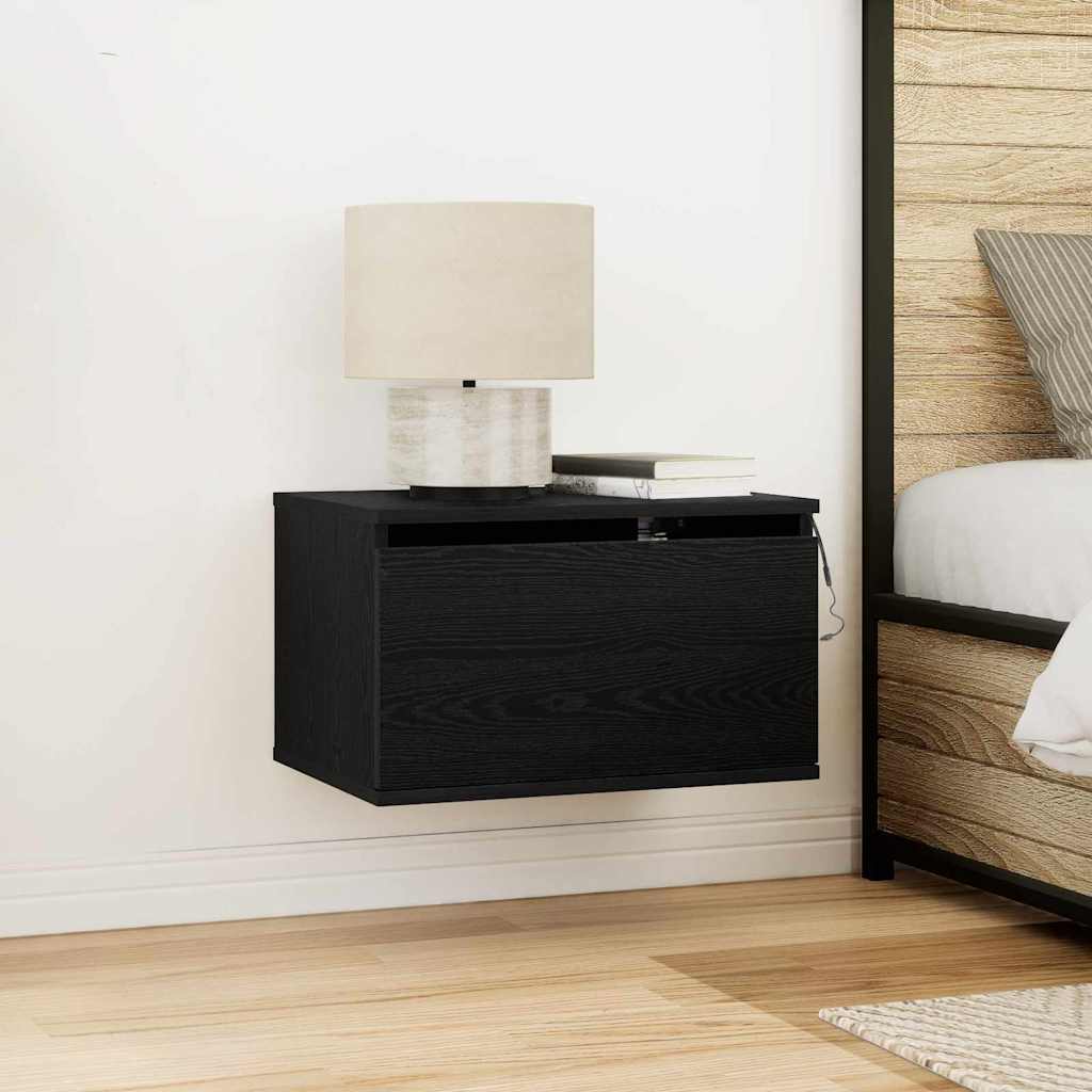 Wall-mounted Bedside Cabinet 2 pcs Black Oak 50 x 36 x 30 cm
