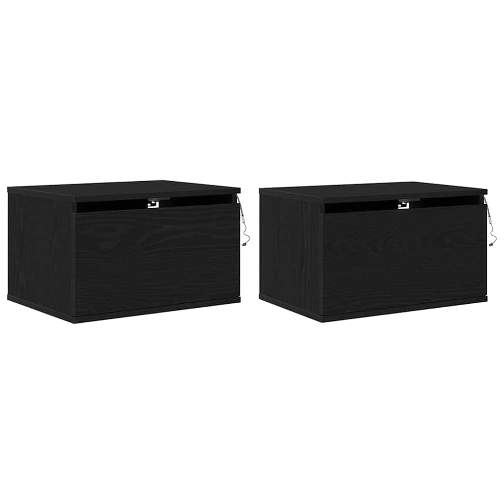 Wall-mounted Bedside Cabinet 2 pcs Black Oak 50 x 36 x 30 cm