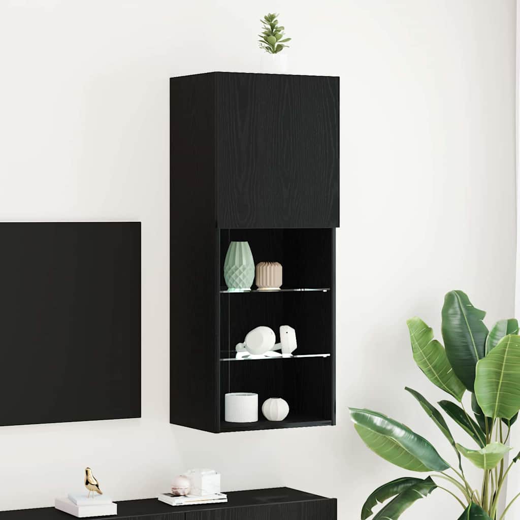 Wall-mounted TV Cabinet Black Oak 40.5 x 30 x 102 cm