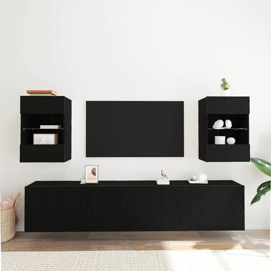 TV Cabinet 2 pcs Black 40 x 30 x 60.5 cm Engineered wood