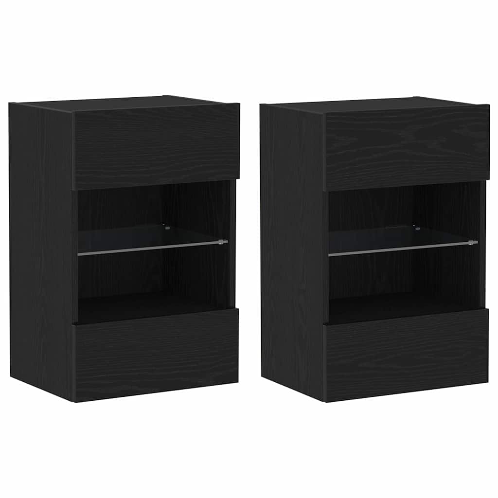 TV Cabinet 2 pcs Black 40 x 30 x 60.5 cm Engineered wood