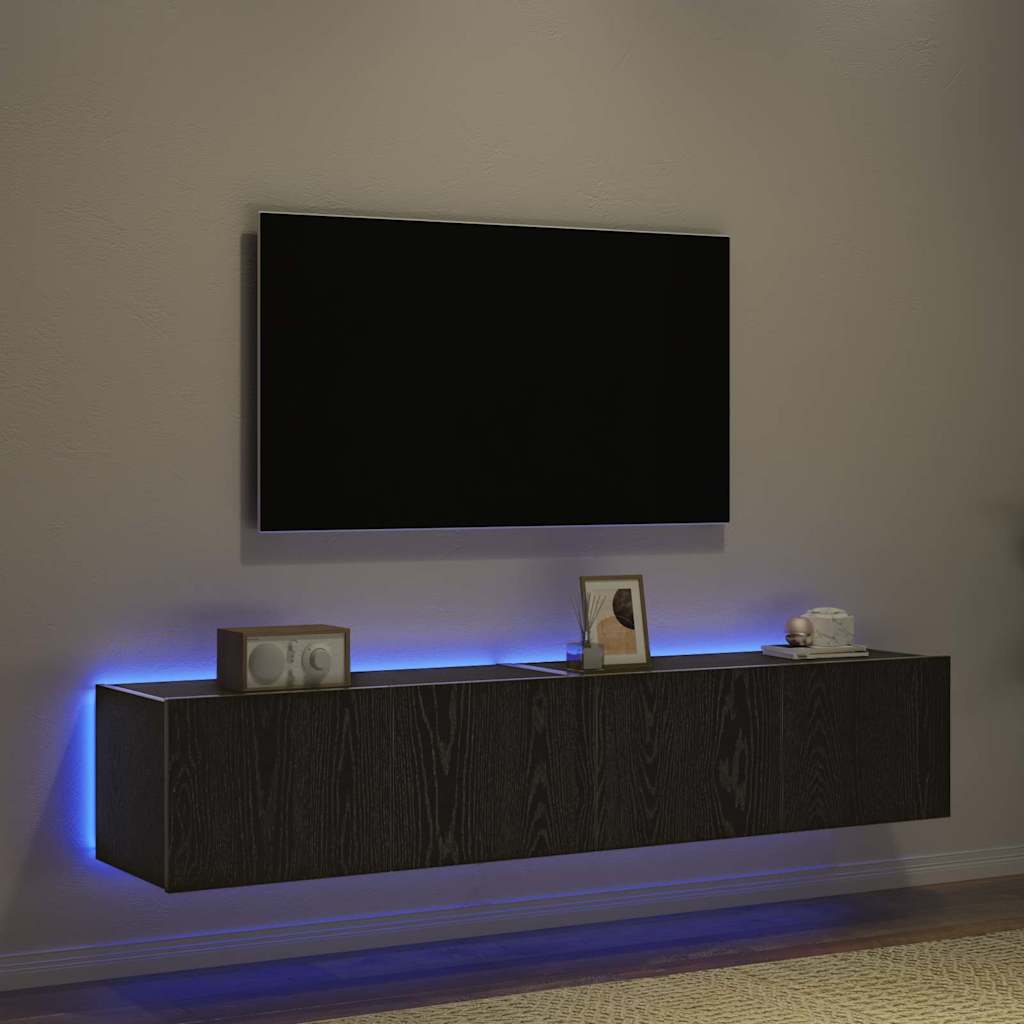 TV Wall Cabinet Black oak 80 x 35 x 31 cm Engineered wood