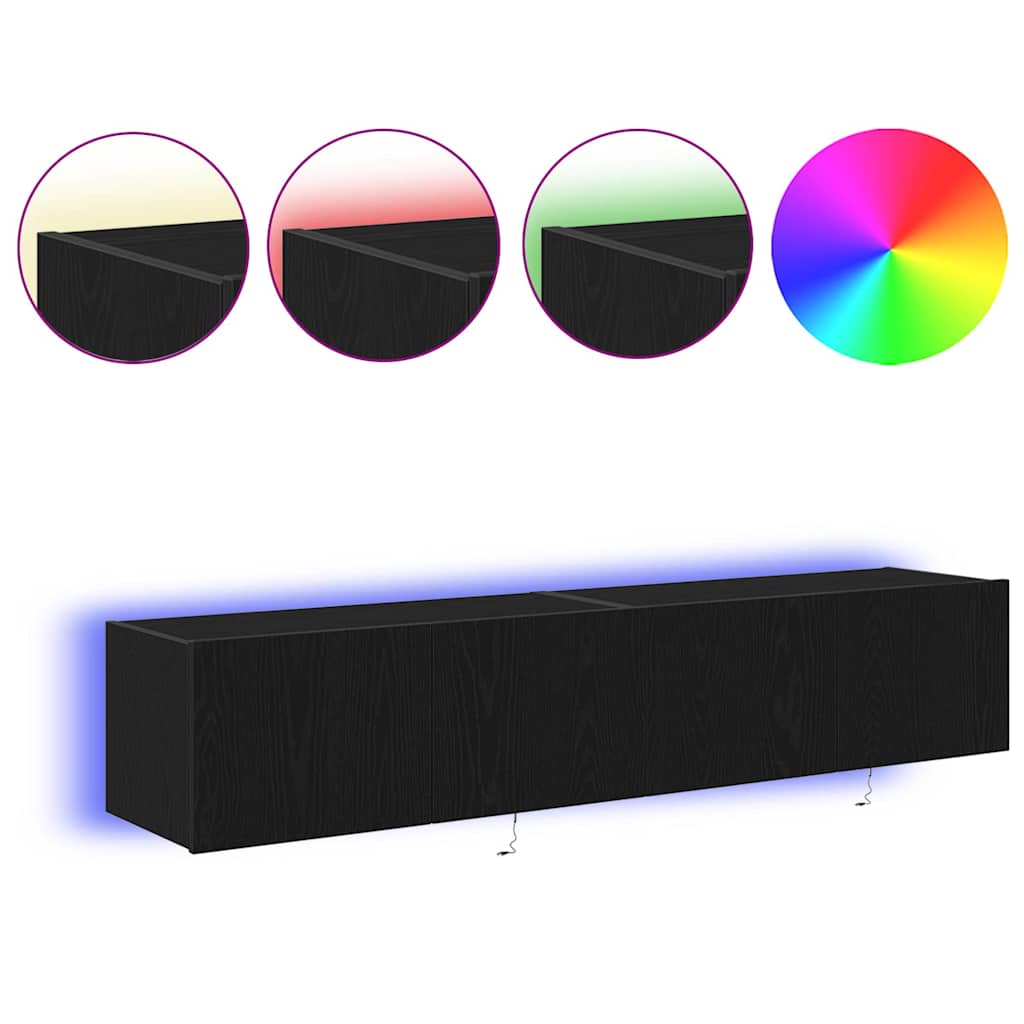 TV Wall Cabinet Black oak 80 x 35 x 31 cm Engineered wood