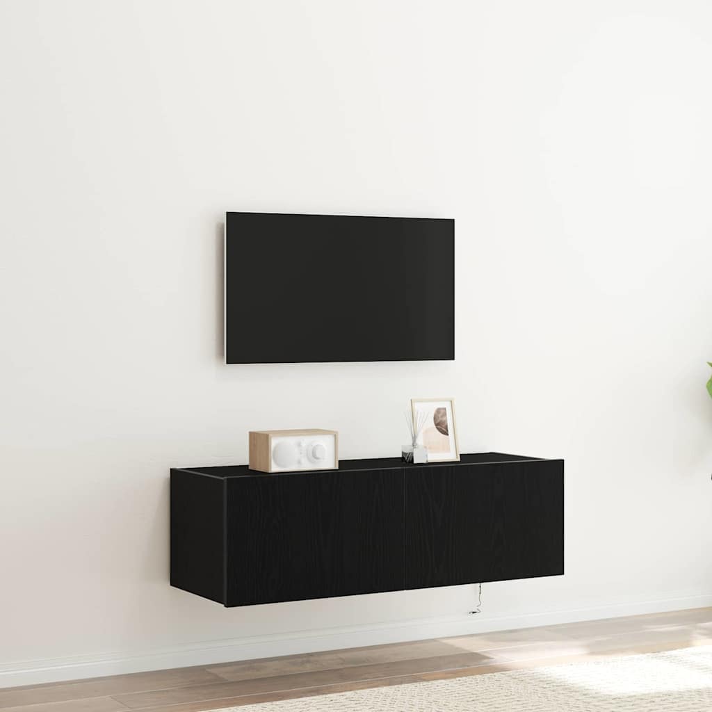 TV Wall Cabinet Black oak 100 x 35 x 31 cm Engineered wood