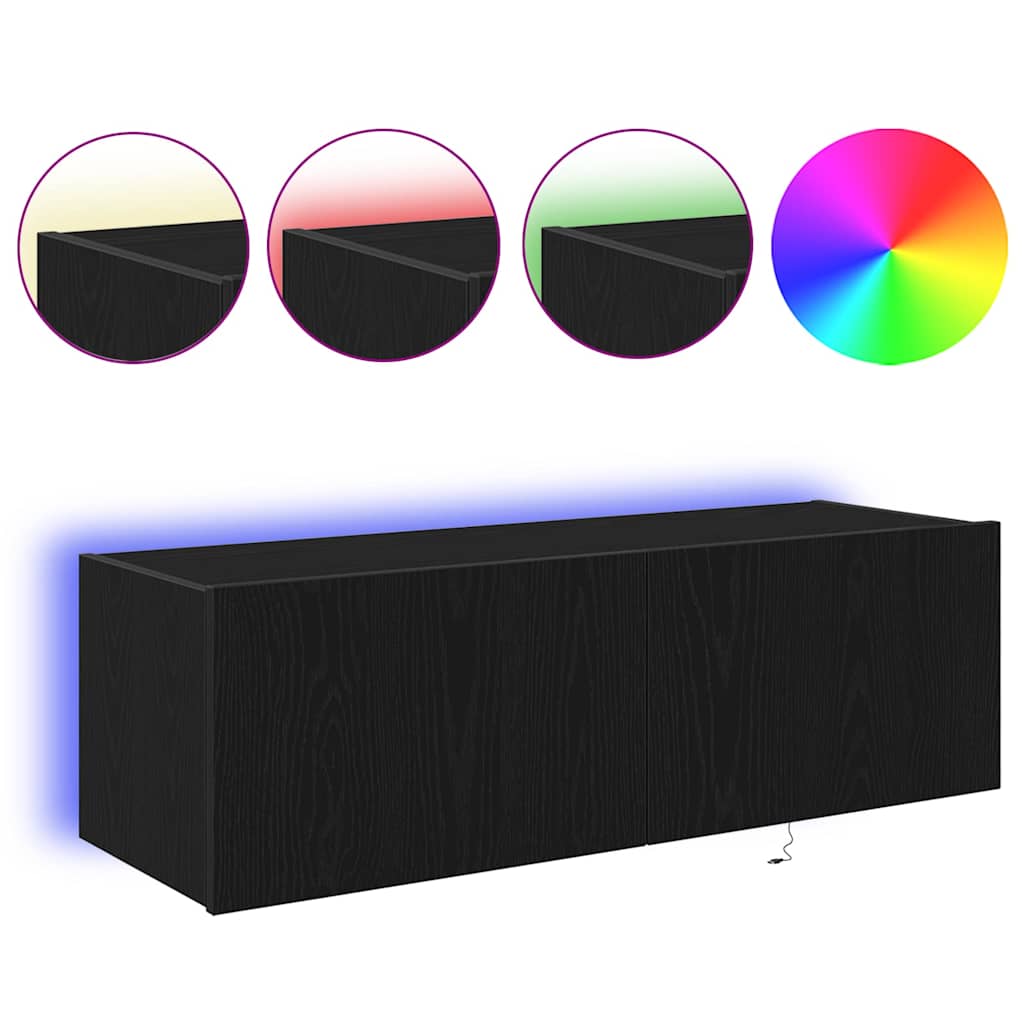 TV Wall Cabinet Black oak 100 x 35 x 31 cm Engineered wood