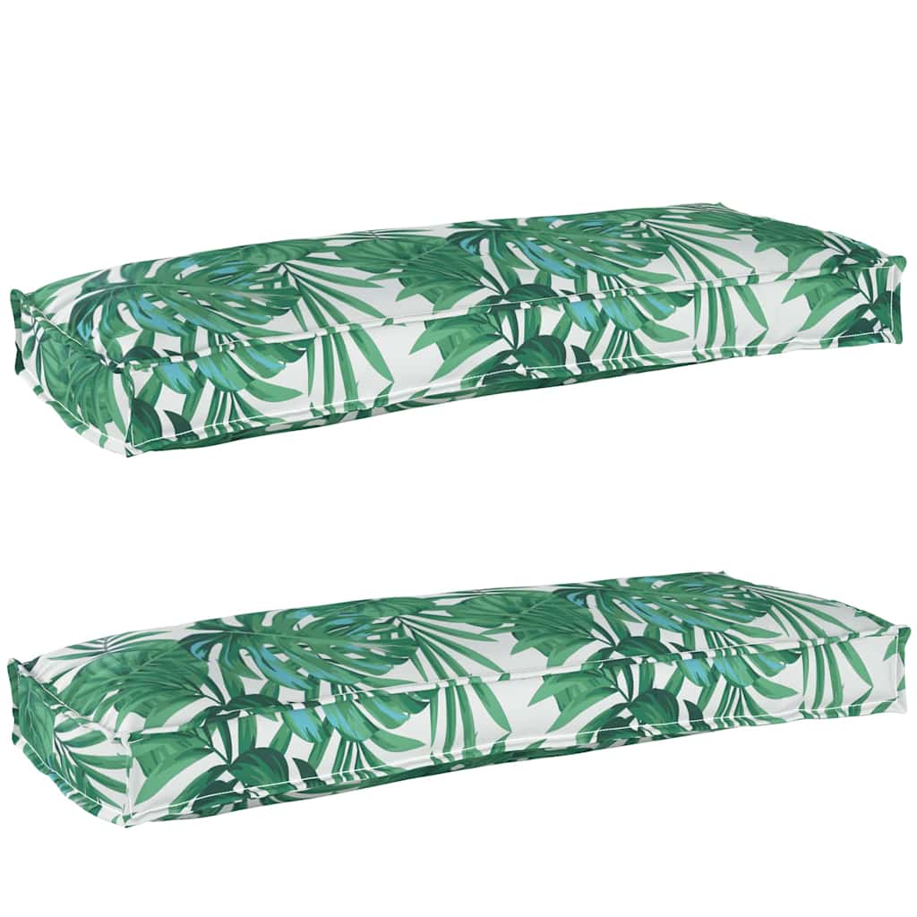 Pallet Cushion Set Floral 2 pcs Leaf pattern 100 x 40 x 8 cm