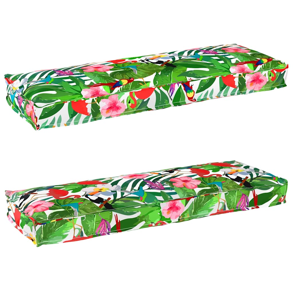 Pallet Cushion Set Floral 2 pcs Tropical jungle 120 x 40 x 8 cm
