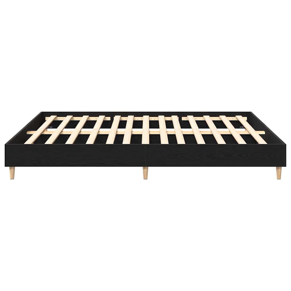 Bed Frame Black Oak 180 x 200 cm Engineered wood