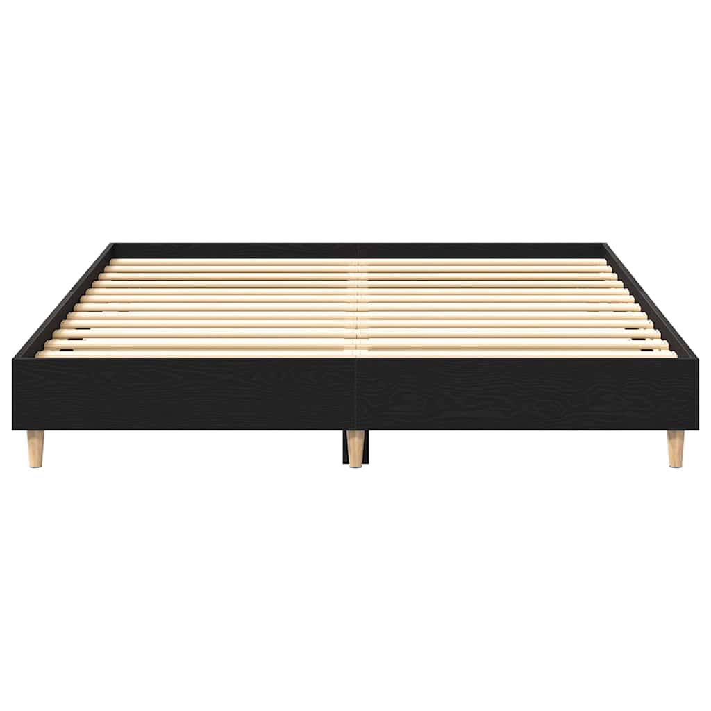 Bed Frame Black Oak 150 x 200 cm Engineered wood