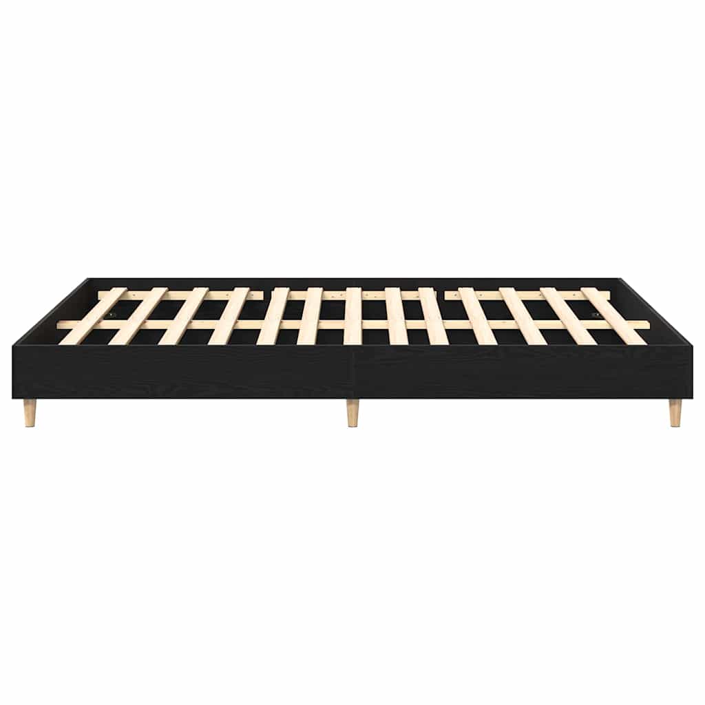 Bed Frame Black Oak 150 x 200 cm Engineered wood