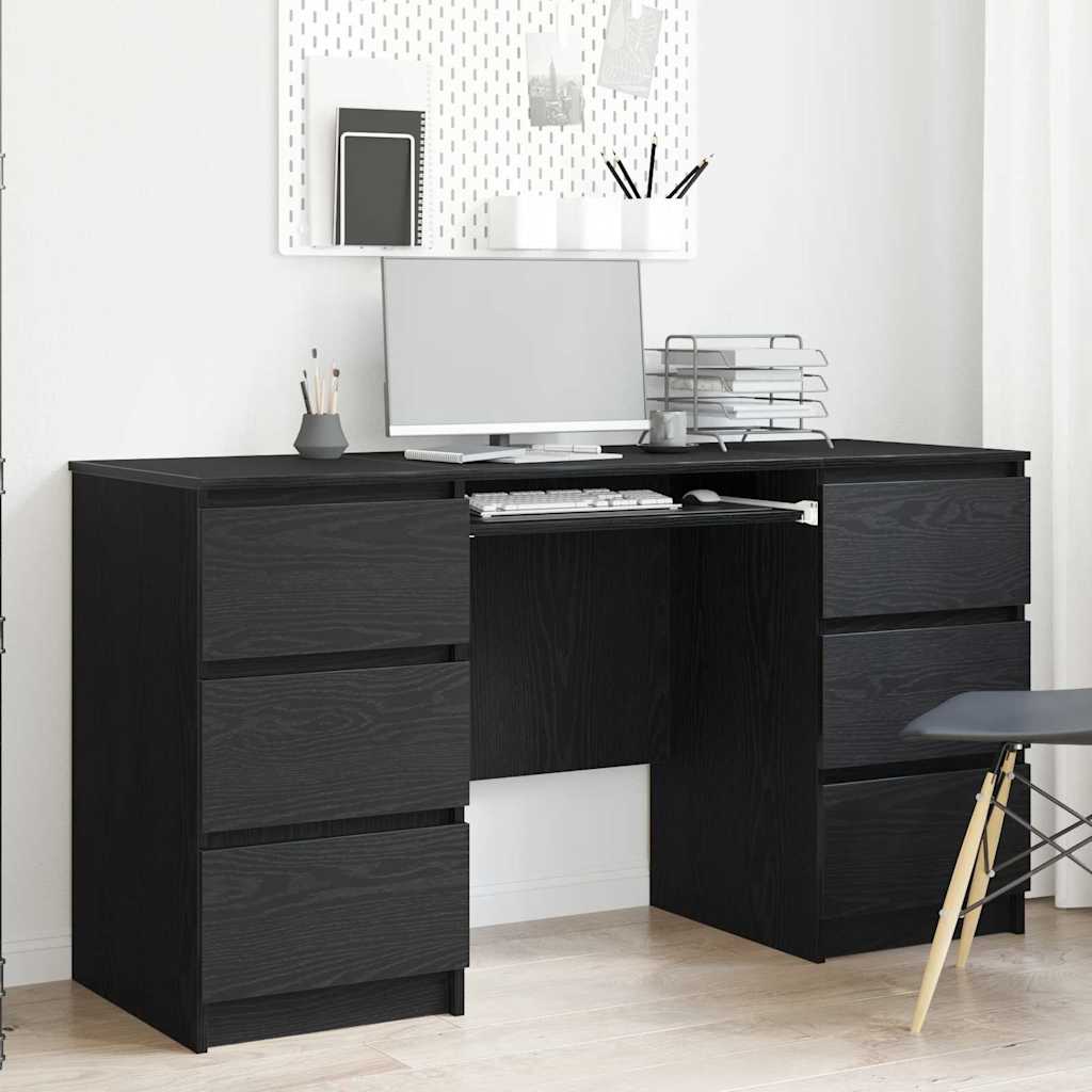 Desk Black oak 140 x 50 x 76 cm Engineered wood