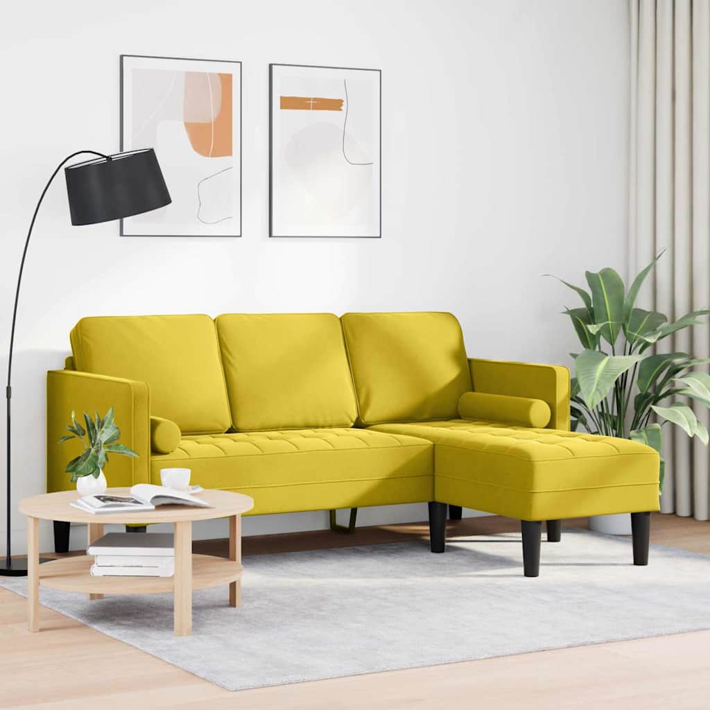 Sofa Set Yellow 173 x 131 x 67 cm Velvet