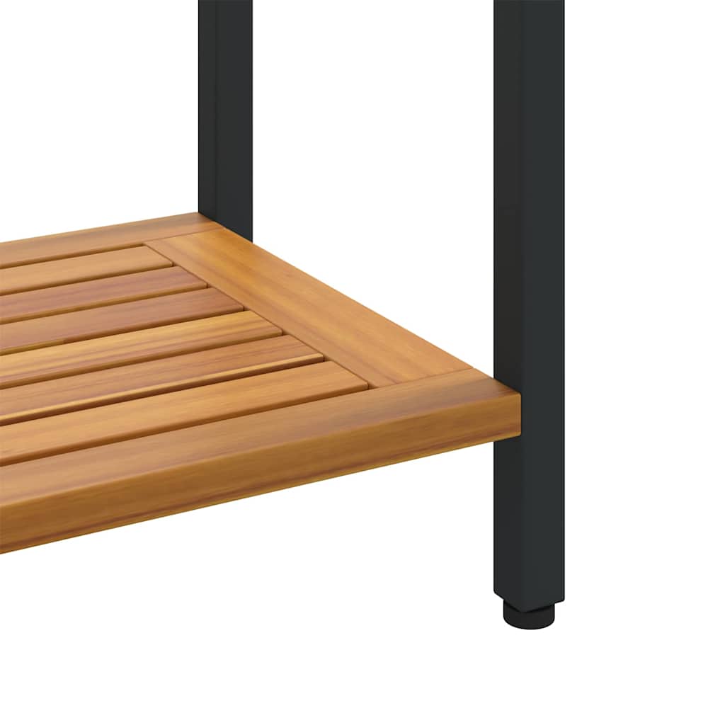 Outdoor Table with Storage Natural and black 80 x 35 x 75 cm