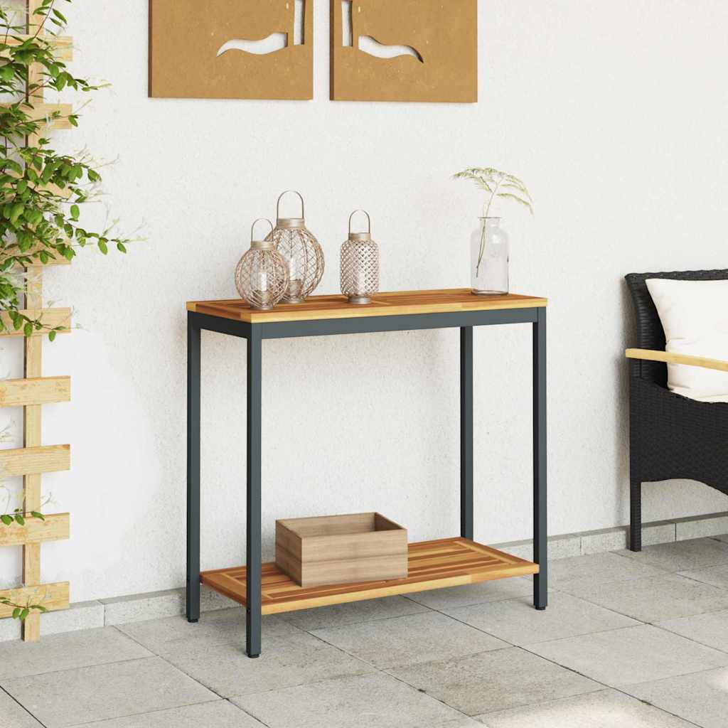 Outdoor Table with Storage Natural and black 80 x 35 x 75 cm