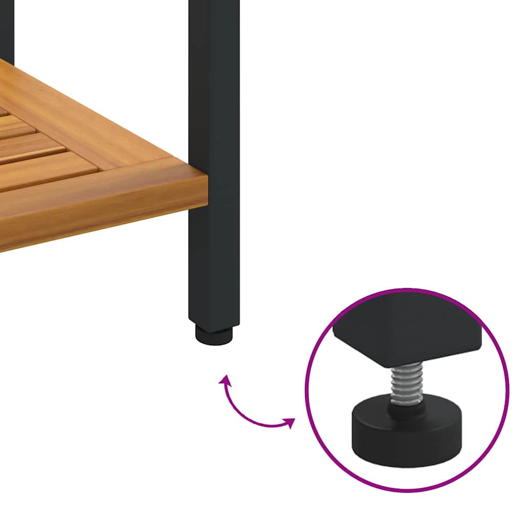 Outdoor Table with Storage Natural and black 80 x 35 x 75 cm