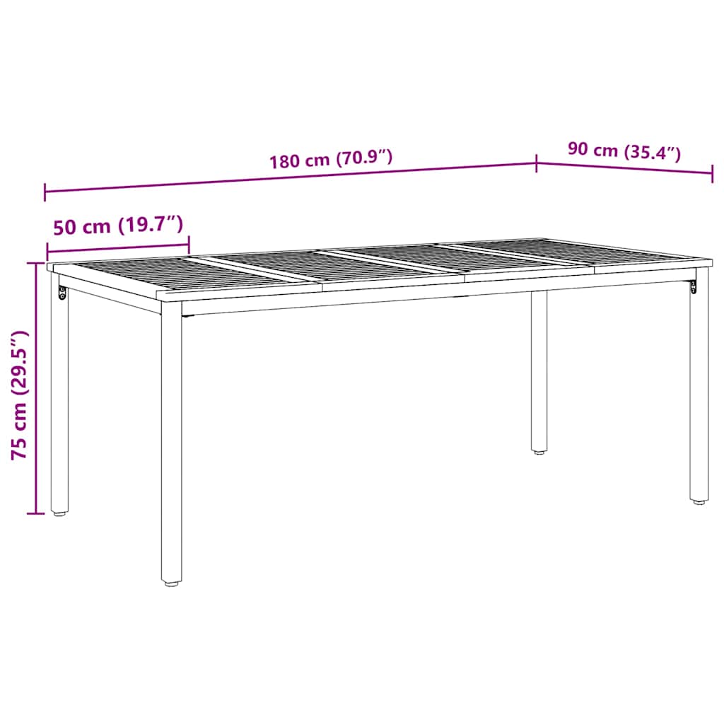 Outdoor Tables Natural and grey 180 x 90 x 75 cm