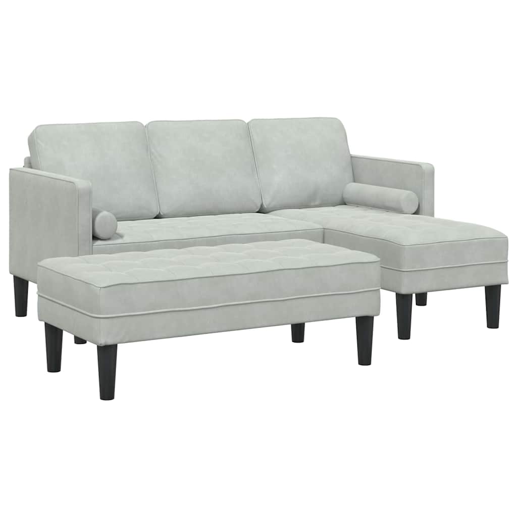 Sofa Set 2 pcs Light grey 173 x 131 x 67 cm Velvet